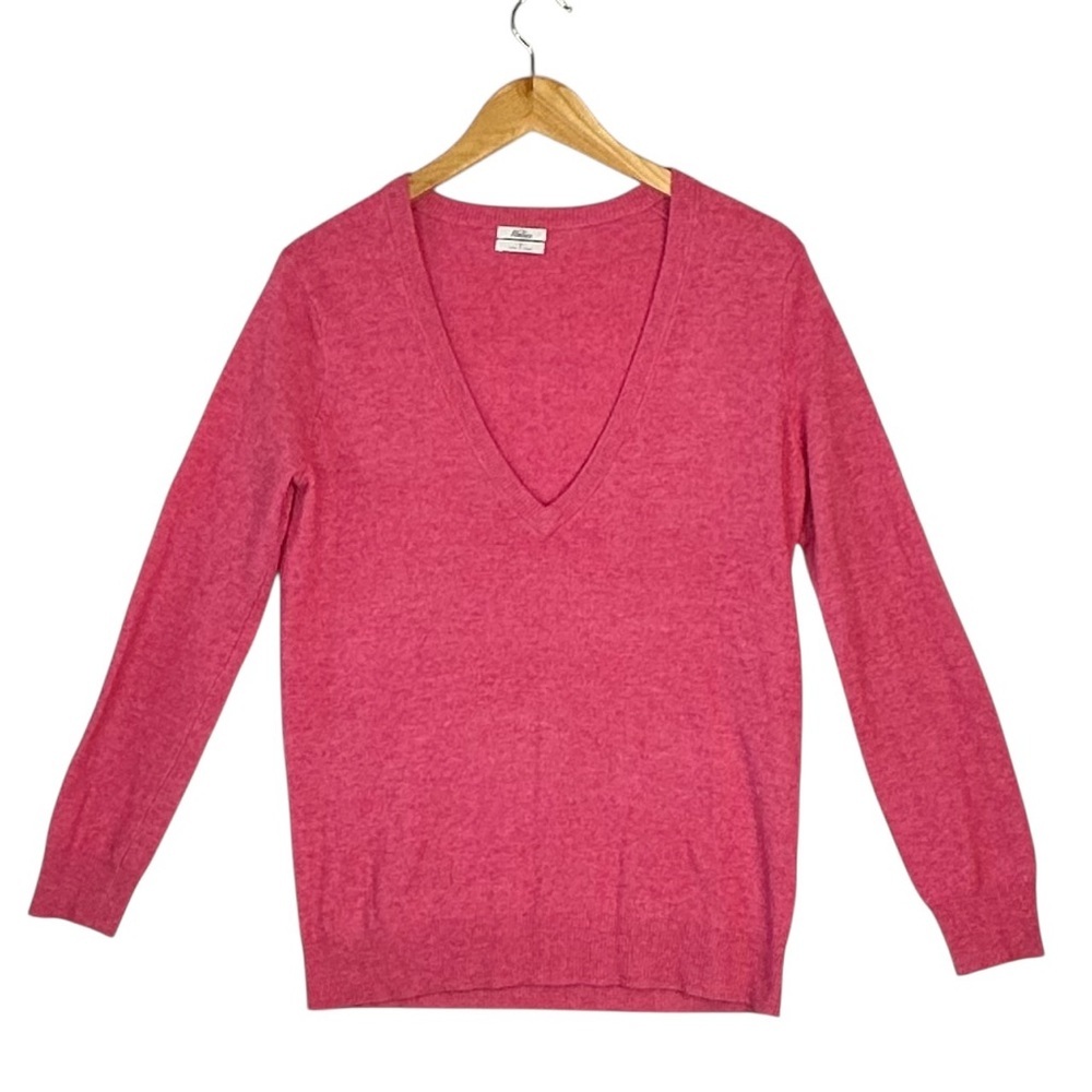 Wallace Sweater Melange Pink Long Sleeve V-Neck Wool Rabbit Cashmere Sz S
